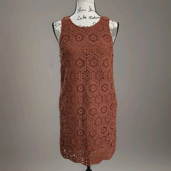 EVEREVE Women's Dress Sz S Burnt Orange Crochet Beach Resortwear Summer Vacation - Picture 1 of 7